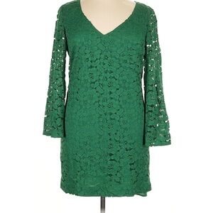 Trina Turk Vibrant Green Lace Long Sleeve Dress